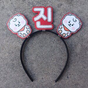 Jin BTS Headband KPOP Rhinestone Hair Banner Hangul Name Handmade